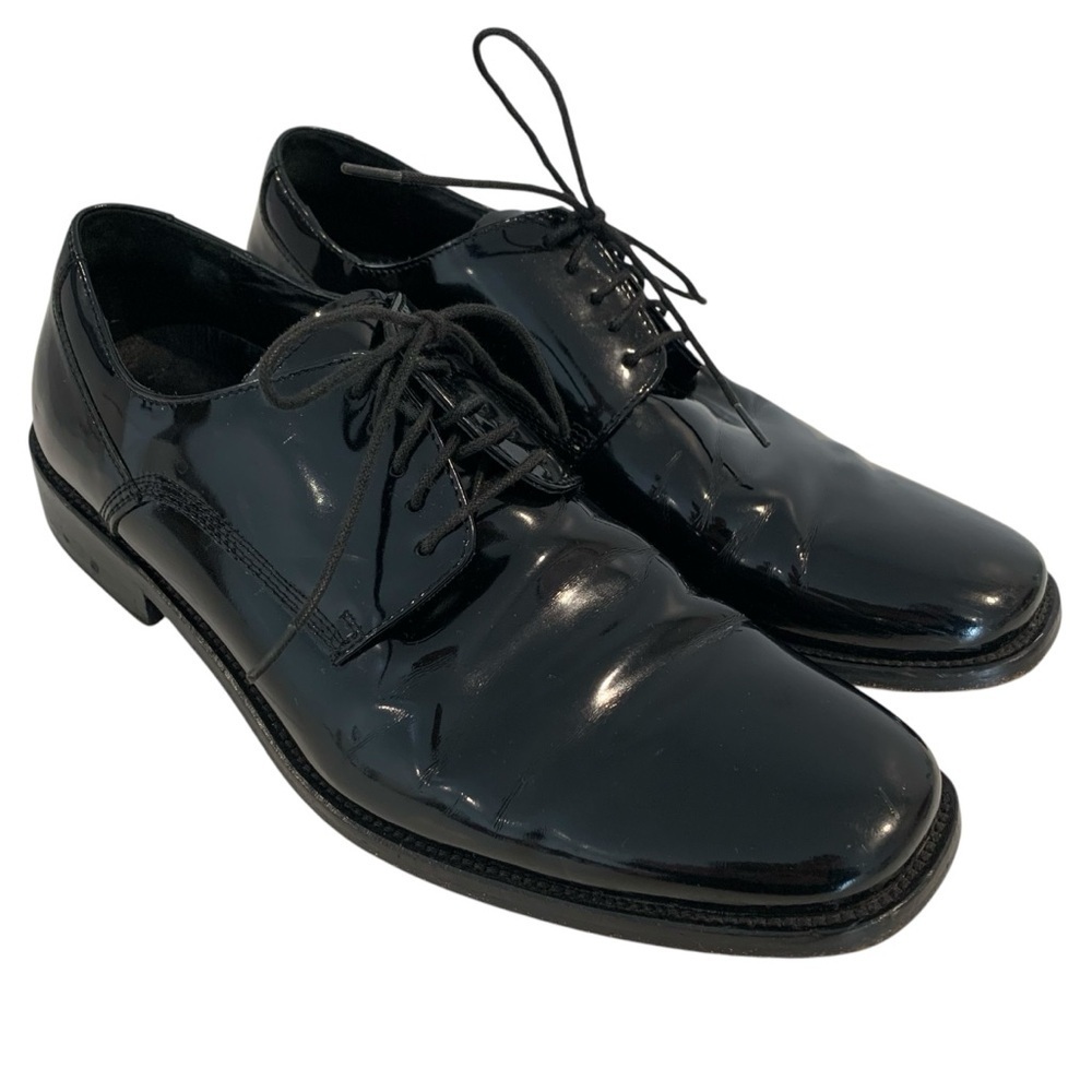 Johnston & Murphy Men's 8.5M Black Patent Leather Square Toe Dress Shoes Tuxedo